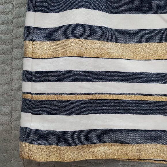 J. Crew Striped Mini Skirt-Navy, Gold, White-Lined-Metallic-Sz 8 - Picture 3 of 12